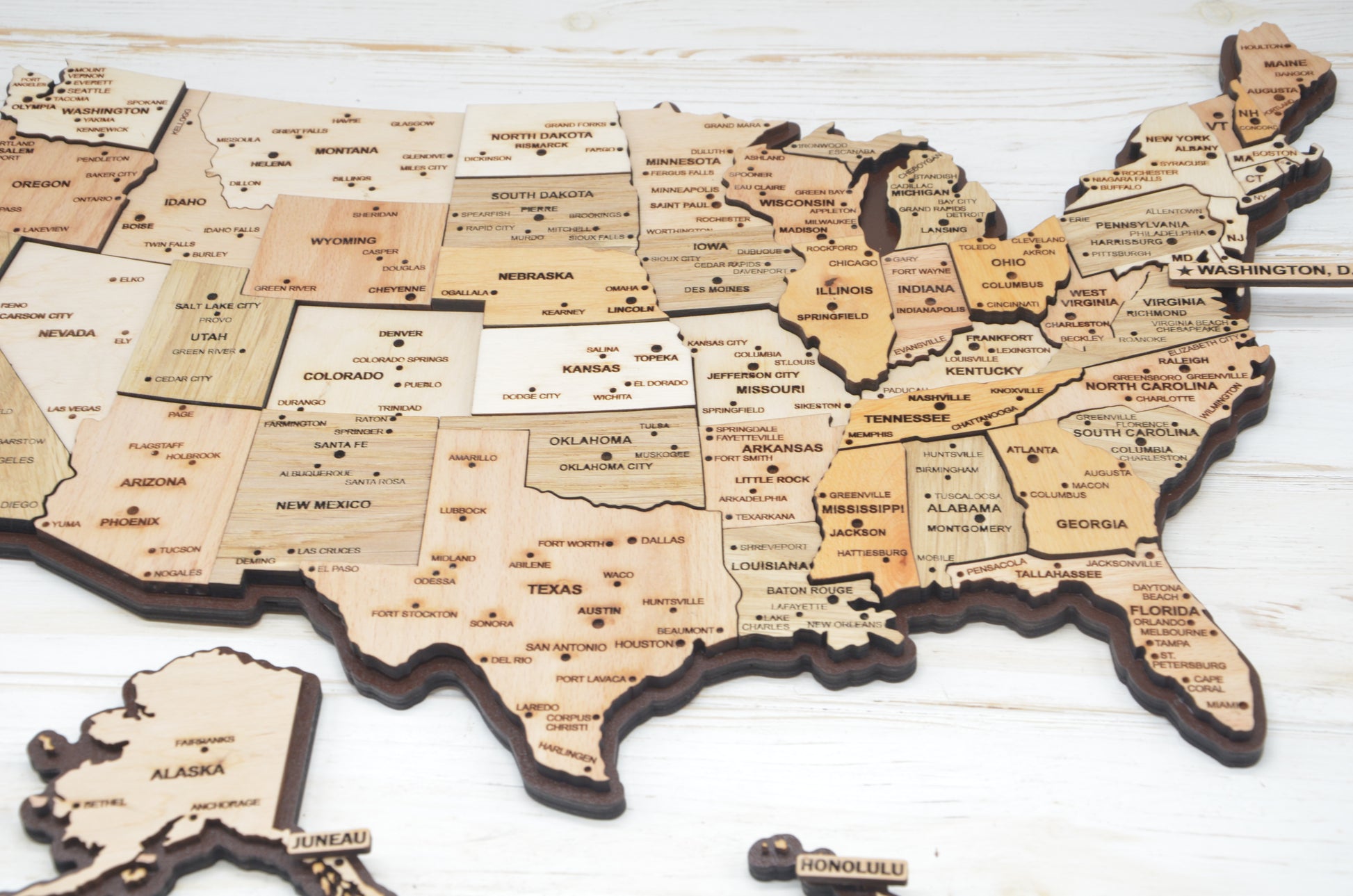 USA Wooden Map