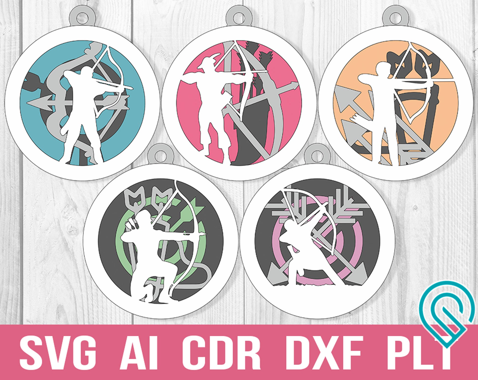 archery svg christmas ornament for glowforge