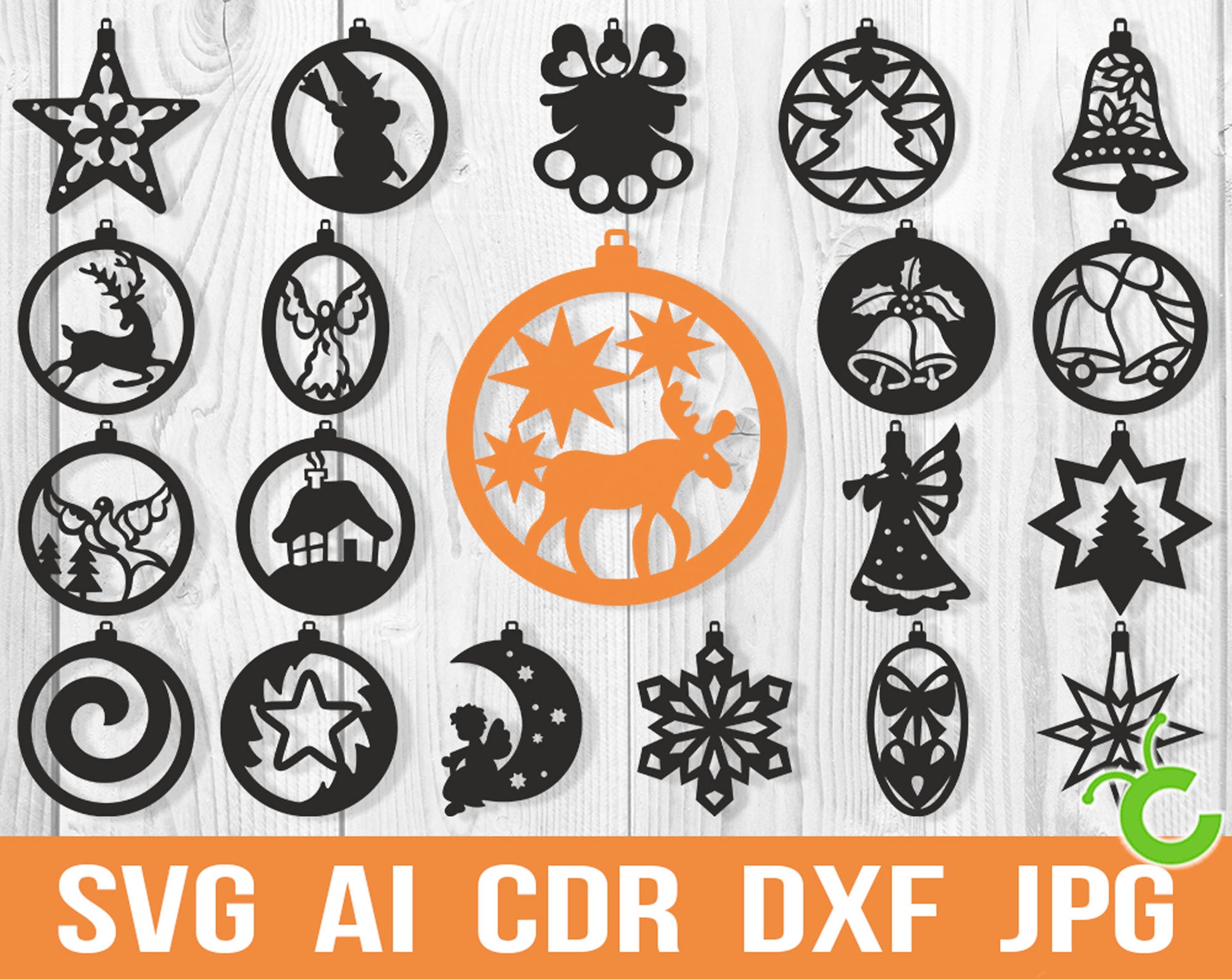 christmas tree ornament set svg