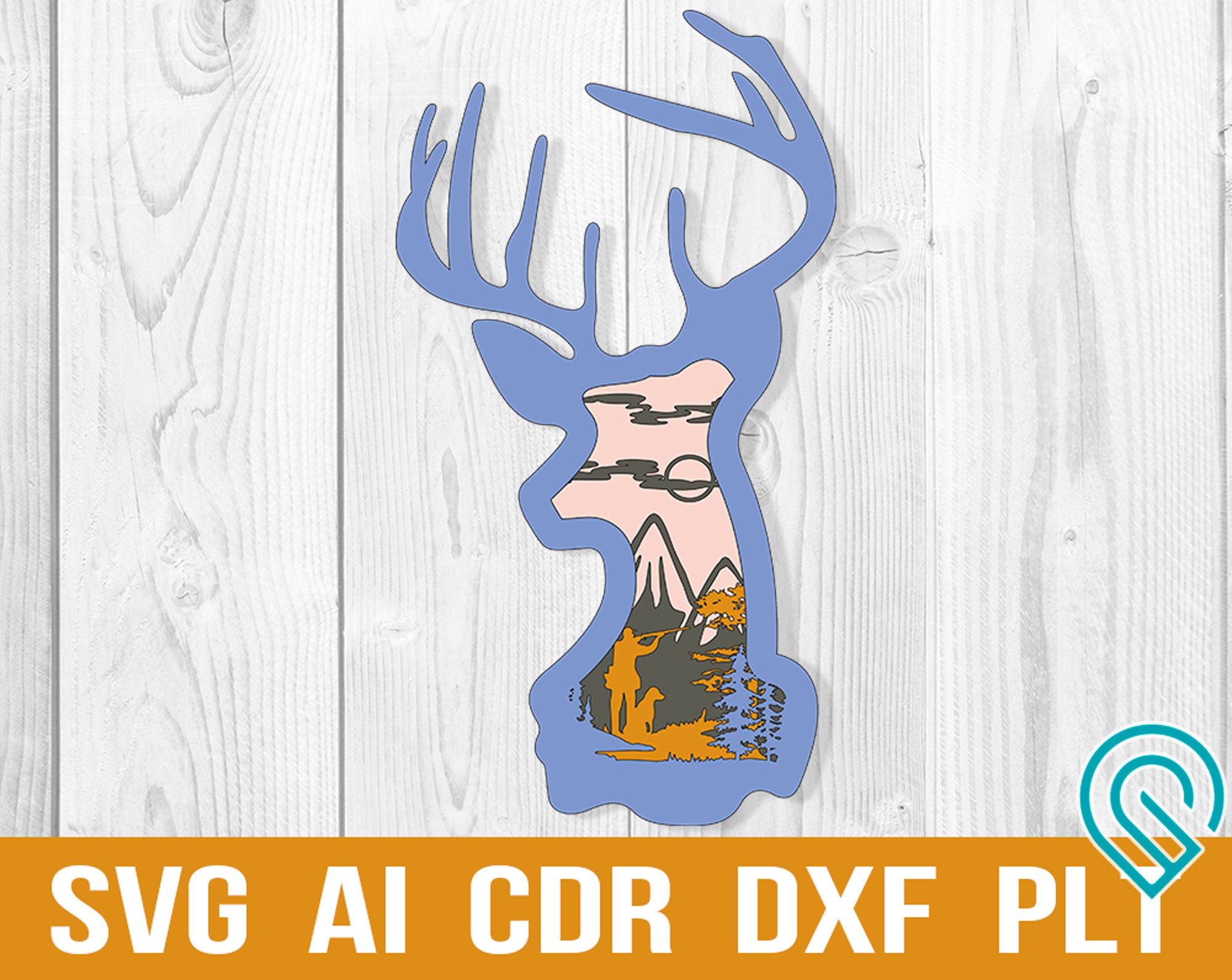 deer hunter anddog svg files panel for glowforge