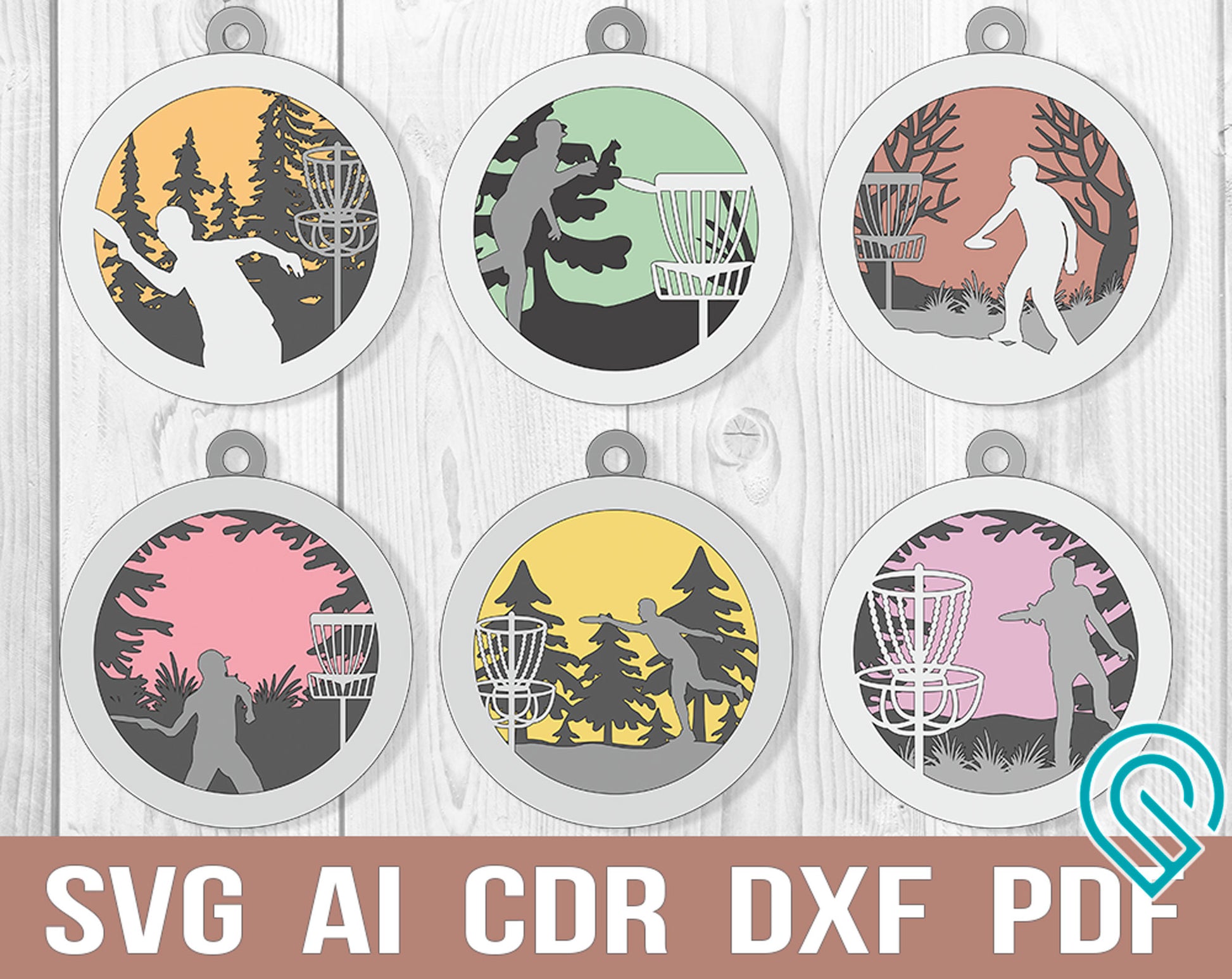 disc-golf svg multilayer christmas ornament