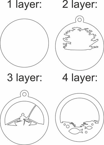 Fishing Christmas Svg Ornament For Laser Cutting And Glowforge