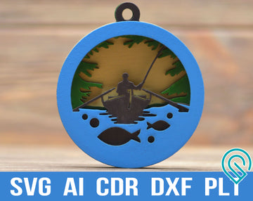 fishing svg laser cutting ornament