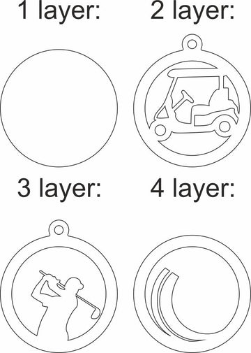 Golfing Multi Layer Christmas Svg Glowforge Ornament
