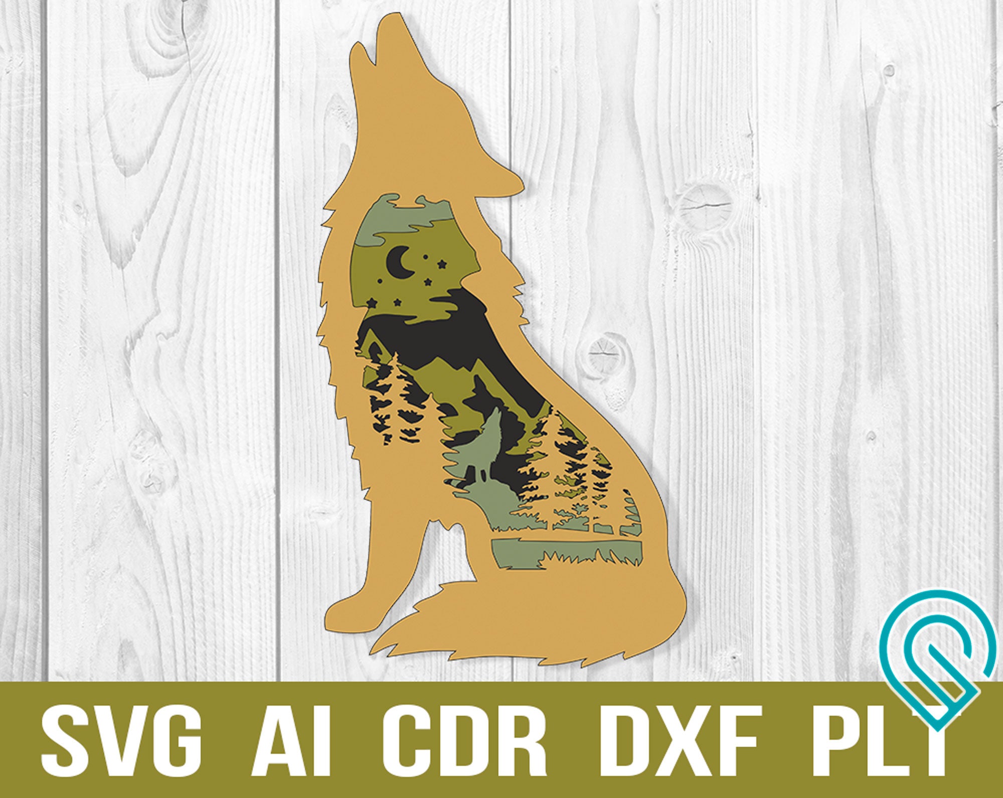 mountain wolf svg file for glowforge