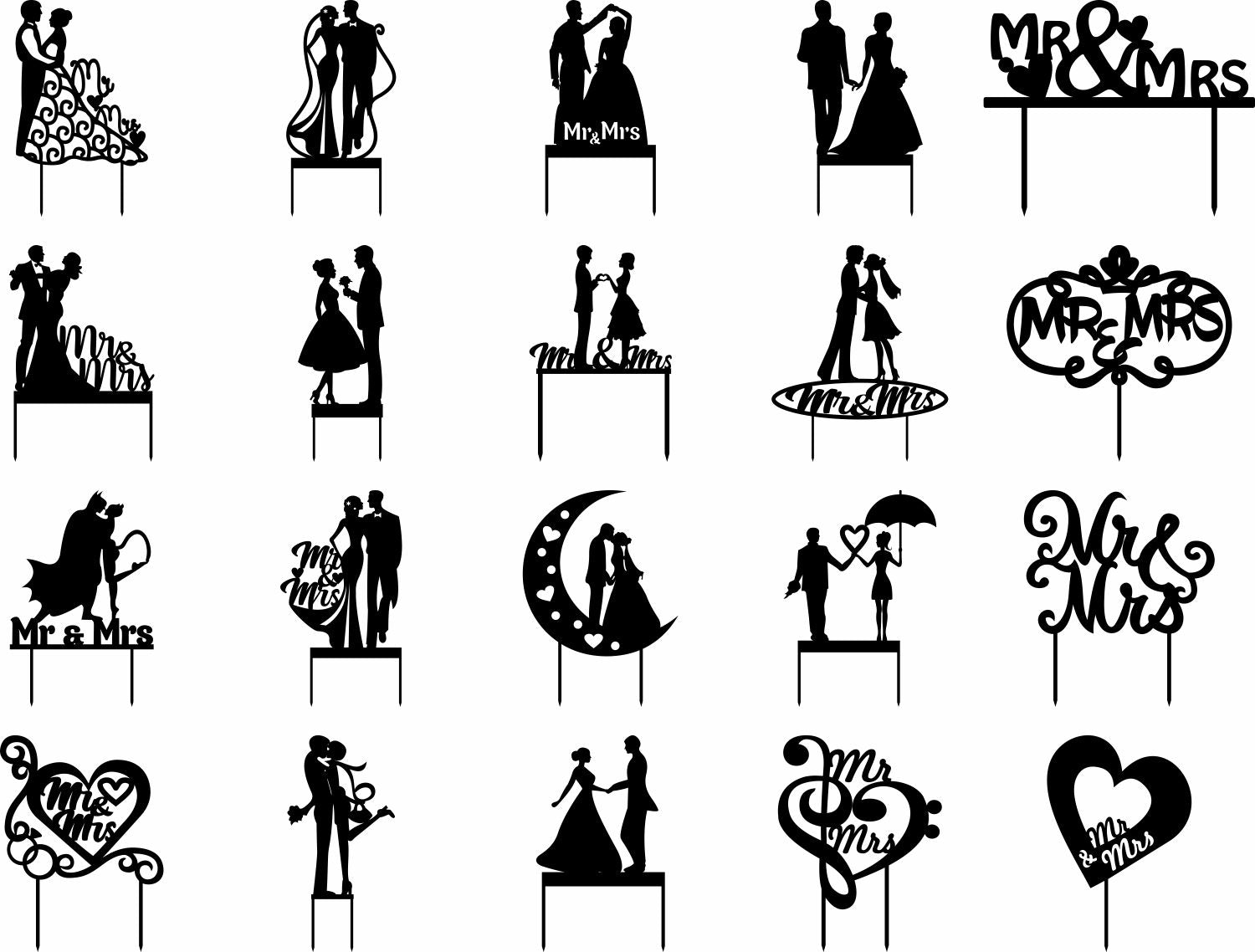 Mr And Mrs Svg Cake Topper Laser Cut Files