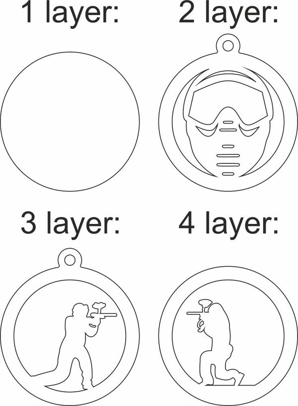 Paintball Svg Christmas Ornament For Laser Cutting