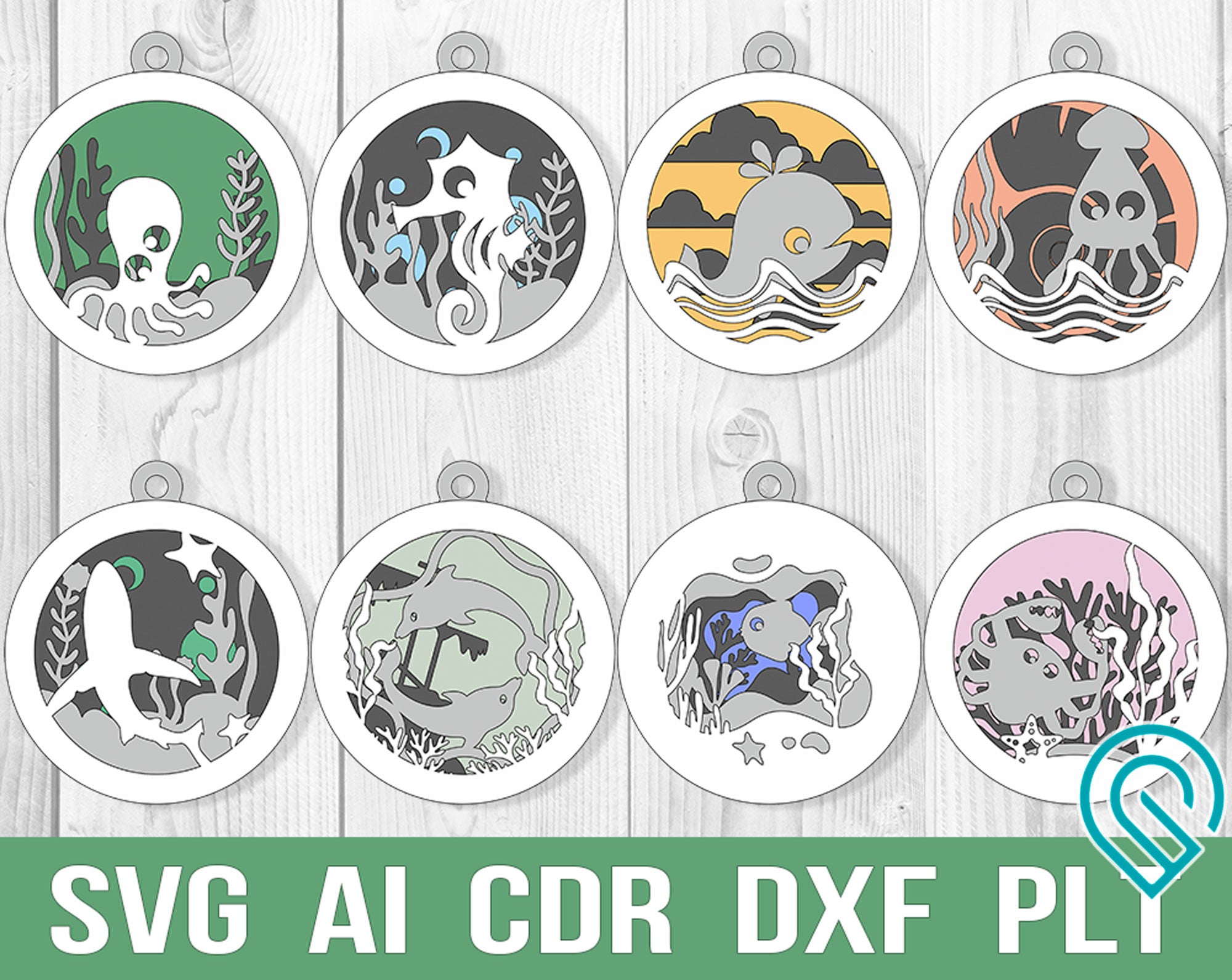 sea christmas glowforge cutting files