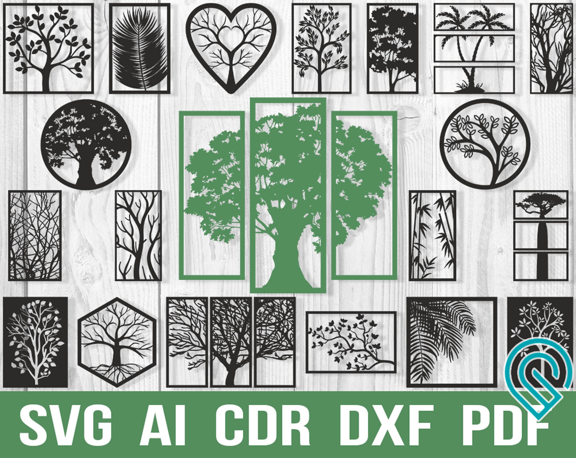 tree wall decoration panes svg